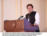 Prime Minister Imran Khan addressing the Signing Ceremony by USF for provision of High Speed Mobile Broadband in Sindh & Balochistan, at Islamabad on September 30, 2020